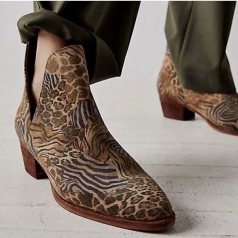 Free People Animal Print Ankle Boots